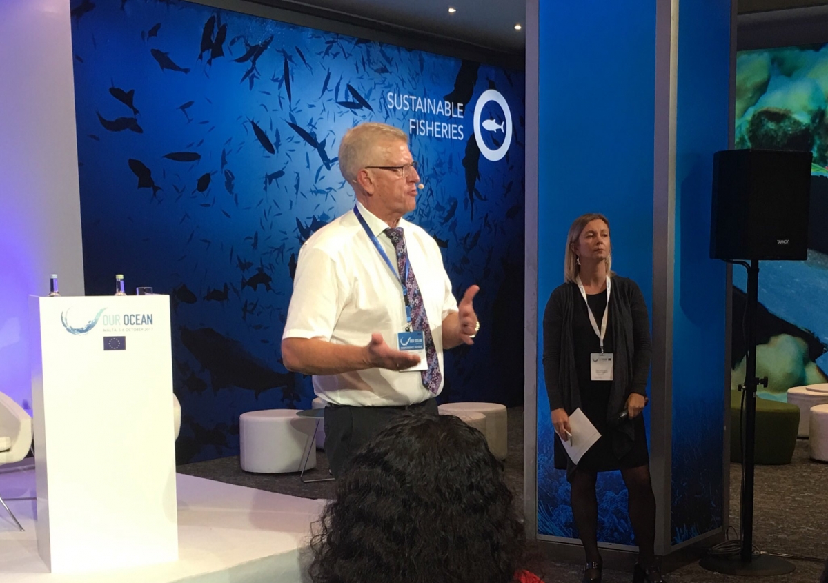 Erik Buch, EuroGOOS Chair, giving an Ocean Talk at the Our Ocean 2017 exhibition 