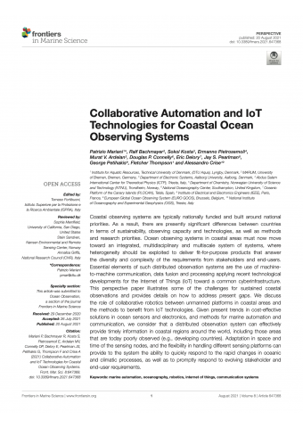 Collaborative Automation and IoT Technologies for Coastal Ocean Observing Systems