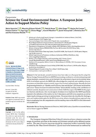 Science for Good Environmental Status: A European Joint Action to Support Marine Policy