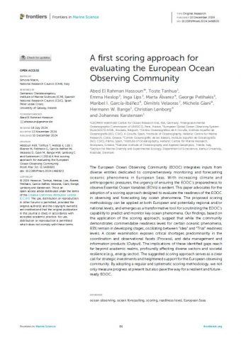 A first scoring approach for evaluating the European Ocean Observing Community