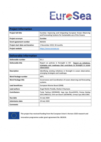 EuroSea Policies Foresight (July 2020)