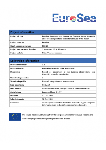 EuroSea - Observing Networks initial Assessment (October 2020)