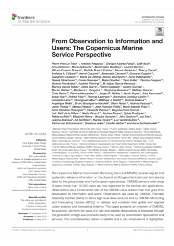From Observation to Information and Users: The Copernicus Marine Service Perspective