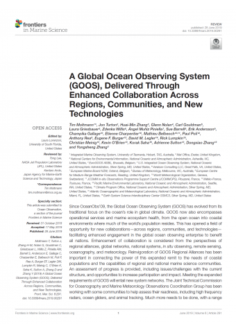 A Global Ocean Observing System (GOOS), Delivered Through Enhanced Collaboration Across Regions, Communities, and New Technologies
