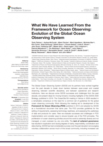 What We Have Learned From the Framework for Ocean Observing: Evolution of the Global Ocean Observing System