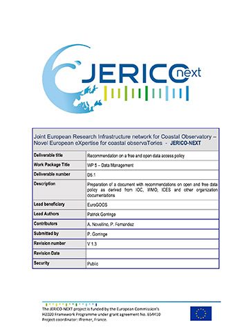 JERICO-NEXT D5.1 Recommendation On A Free And Open Data Access Policy 2017