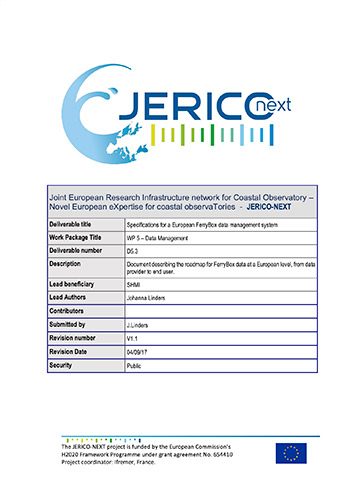 JERICO-NEXT D5.3 Specifications For A European FerryBox Data Management System 2017